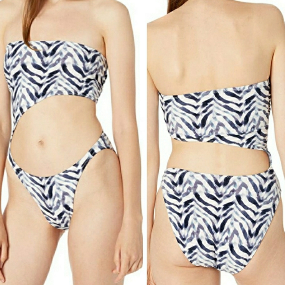 Norma Kamali Chevron Zebra Swimsuit Size XS